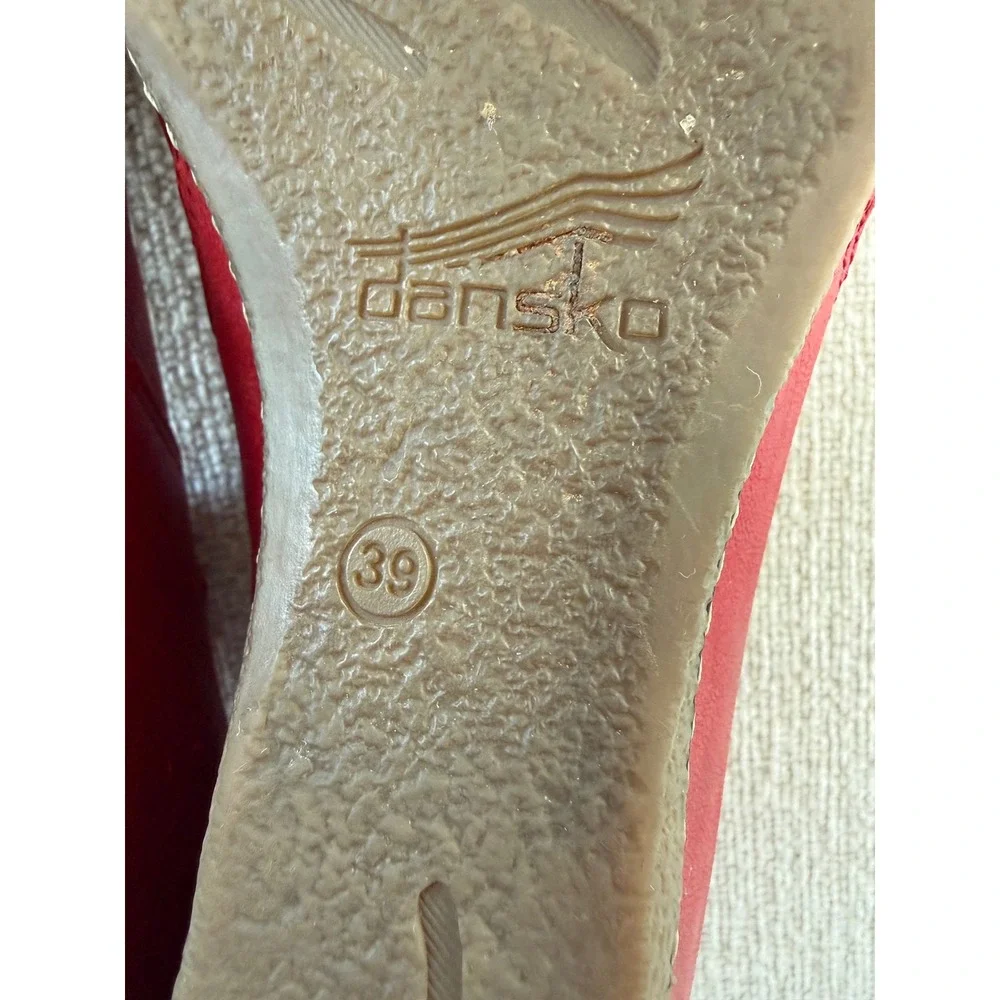 Dansko Red Loralie Nubuck Leather Mary Jane Wedge Womens 39 US 9 Buckle Comfort